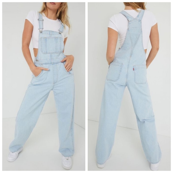 Levi's Loose Fit Utility Overalls Light Wash - Picture 1 of 8